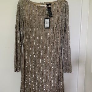 Adrianna Papell Sequin Long Sleeve Dress.